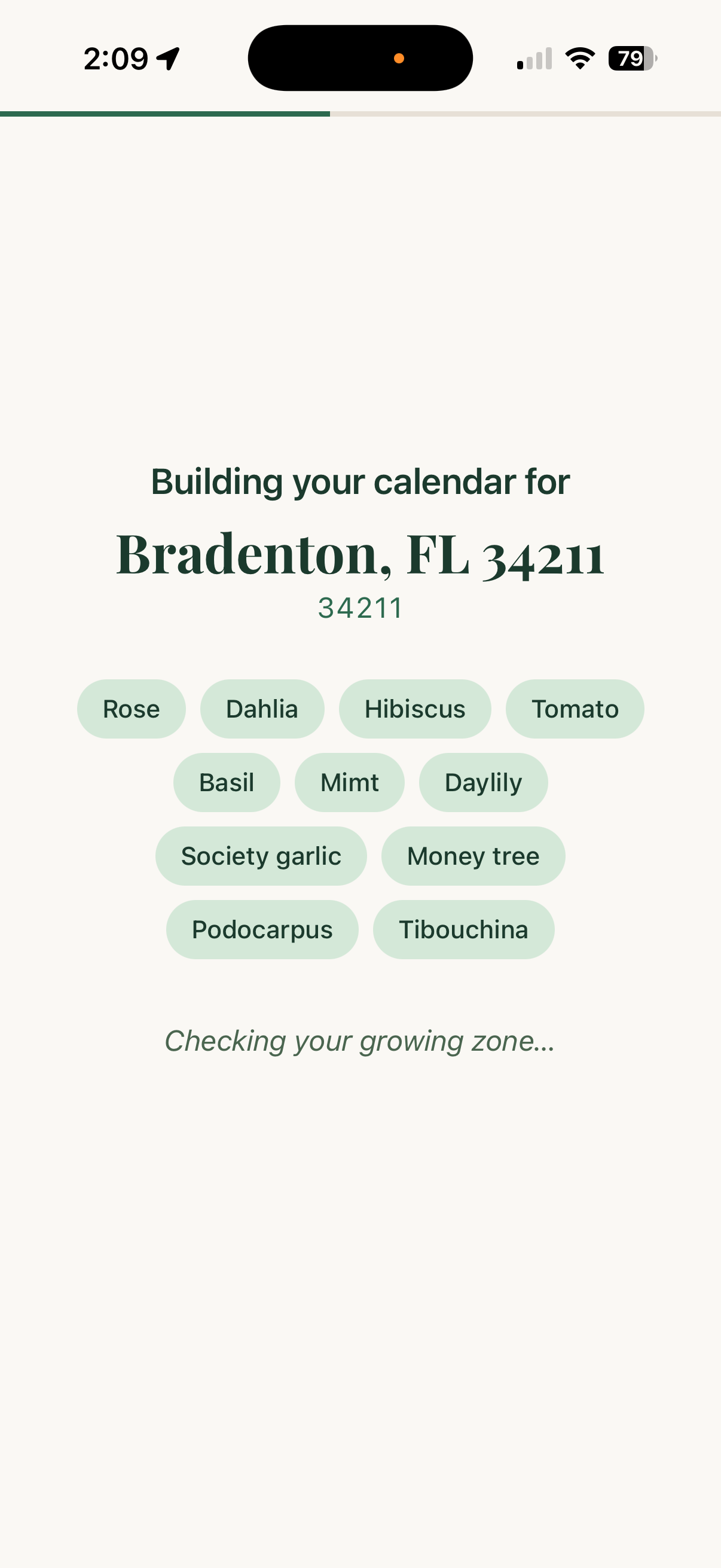 GardenCal building a personalized calendar for the entered location and plants